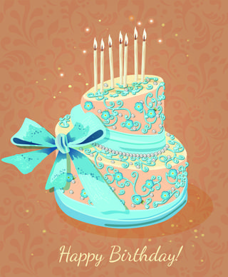 vintage birthday cake background art vector