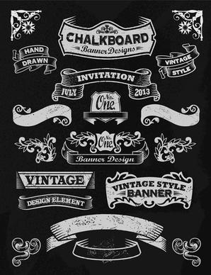 vintage black and white labels with ornaments vector
