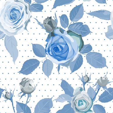 vintage blue roses pattern seamless vector