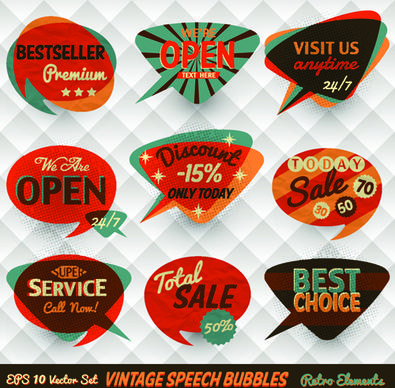 vintage bubbles labels vector