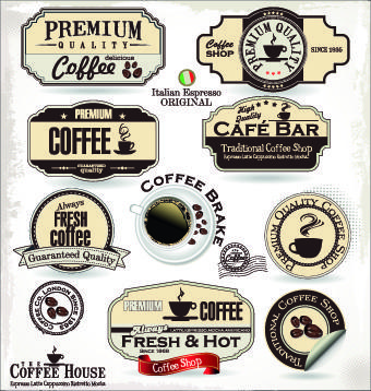 vintage cafe bar and restaurant labels