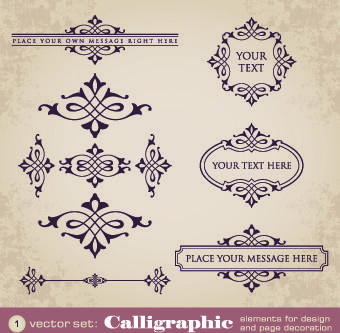 vintage calligraphic and frame design vector