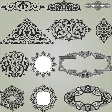 vintage calligraphic border frame and ornament vector set