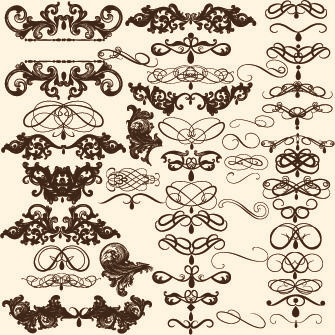 vintage calligraphic ornament elements vector