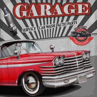 vintage car poster grunge style vector