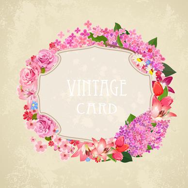 vintage card flower frame vector