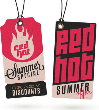vintage cardboard summer discount sale tags vector