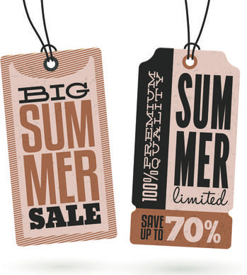 vintage cardboard summer discount tags vector