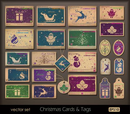 vintage christmas tags and cards design vector