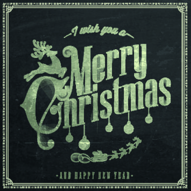 vintage christmas typography vector background