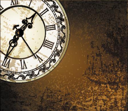 vintage clock grunge background vector