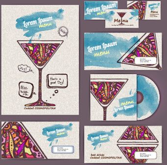 vintage cocktail corporate identity kit vector