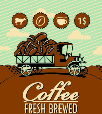 vintage coffee advertising poster design vector