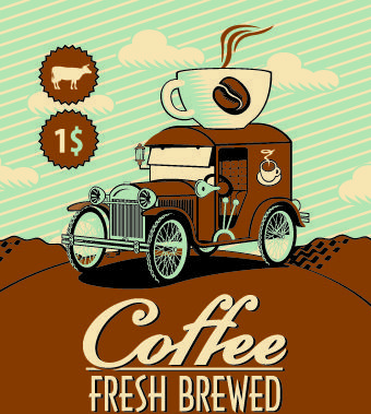 vintage coffee advertising poster design vector
