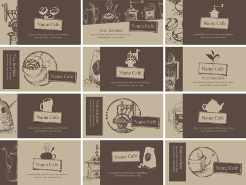 vintage coffee business cards vector