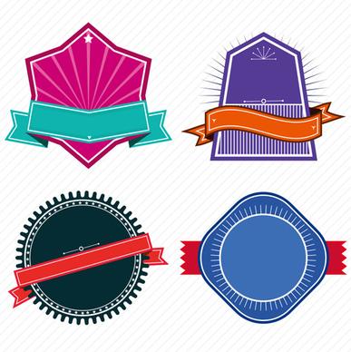 vintage colored labels with ribbon vectors