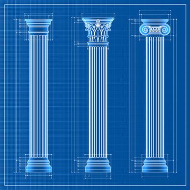 vintage columns design elements vector