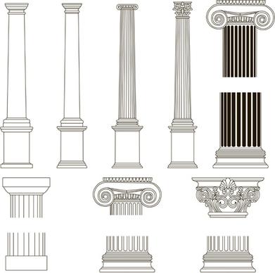 vintage columns design elements vector