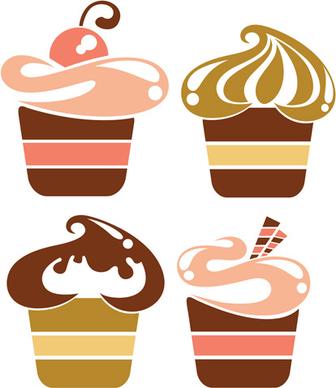 vintage cupcakes design vector