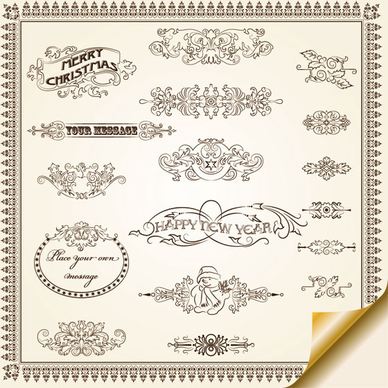 vintage decorative pattern borders elements vector