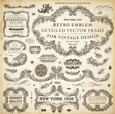 vintage design elements frames and ornaments vector