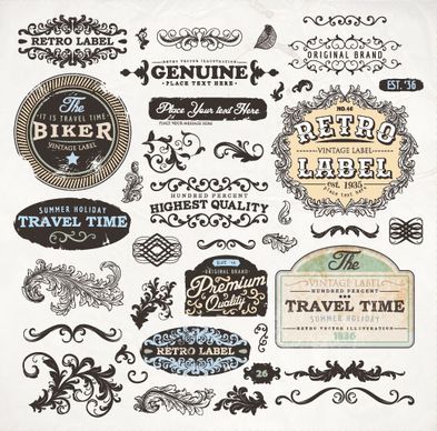 vintage elements labels and borders vector