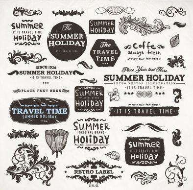 vintage elements labels and borders vector