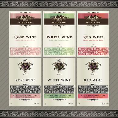 vintage elements of wine labels vector