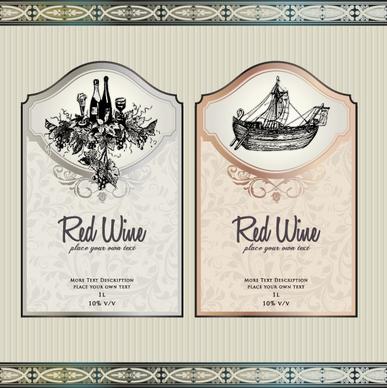 vintage elements of wine labels vector