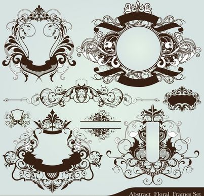 label design elements classical elegant symmetrical curves