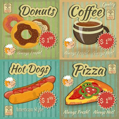 vintage fast food poster vector graphics