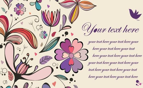 colorful floral background vintage style text decoration