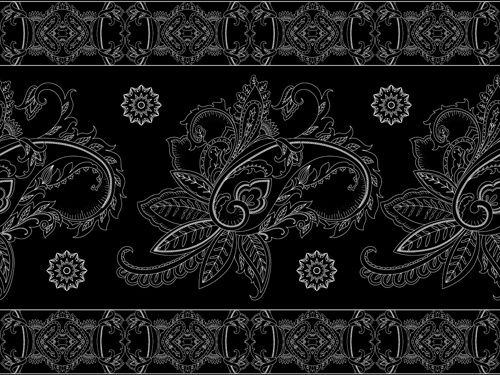 vintage floral ornate with black background vector