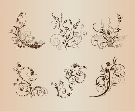 vintage floral pattern elements vector illustration