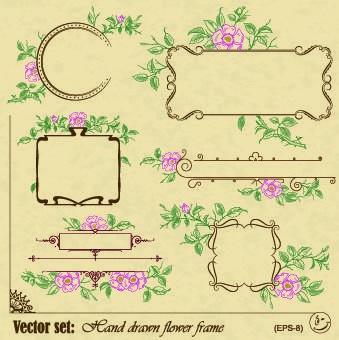 vintage flower frame and border vector