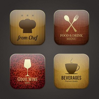 vintage food applicaion icons vector