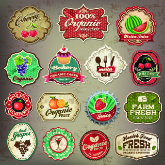 vintage food logo with labels vector