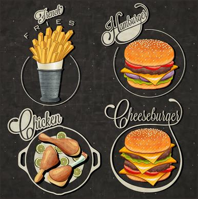 vintage food logos vectors