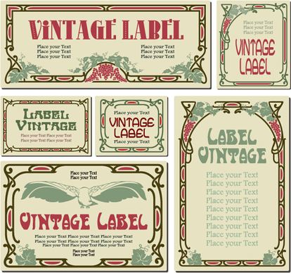 vintage frame colored labels vector