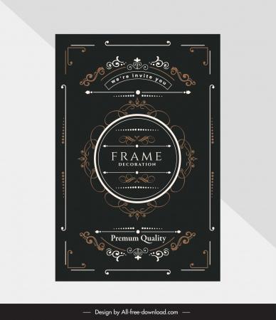 vintage frame template dark classic symmetric shapes
