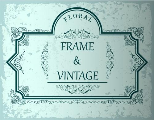 vintage frame template green lines decoration