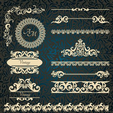 vintage frame with border and ornaments design vectors