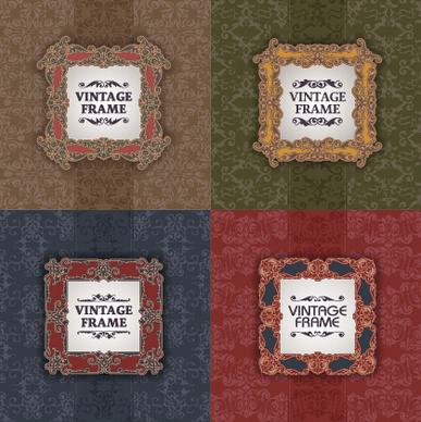vintage frame with pattern vector background