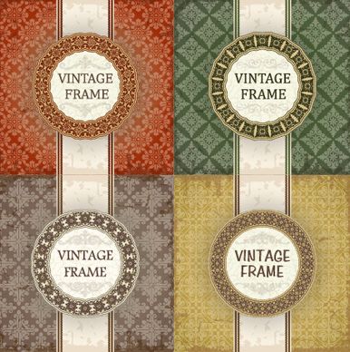 vintage frame with pattern vector background