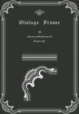 vintage frames decor elements vector set