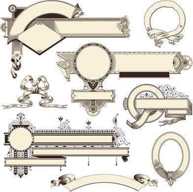 vintage frames ornaments with ribbon vector