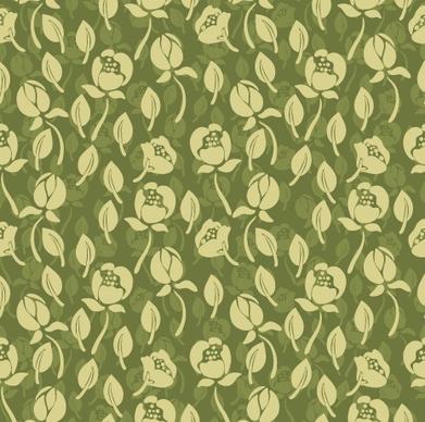 vintage green flower seamless pattern