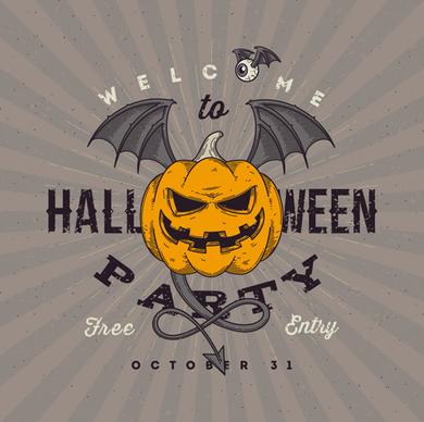 vintage halloween party vector poster set