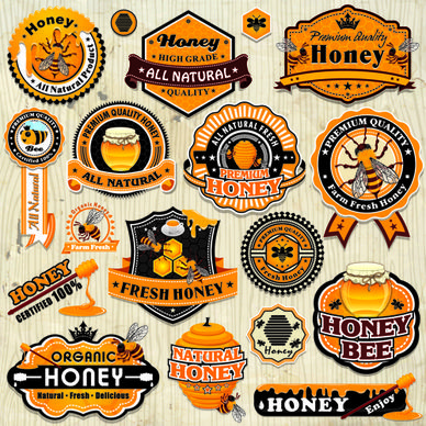 vintage honey labels and badges vector