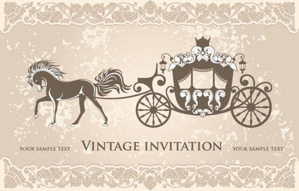 vintage invitation cards background vector